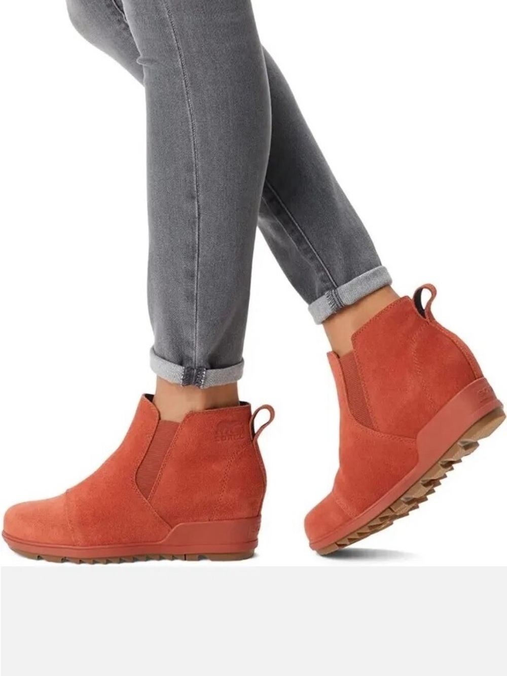 NEW Sorel Evie Women's Orange Suede Ankle Boots - size 8